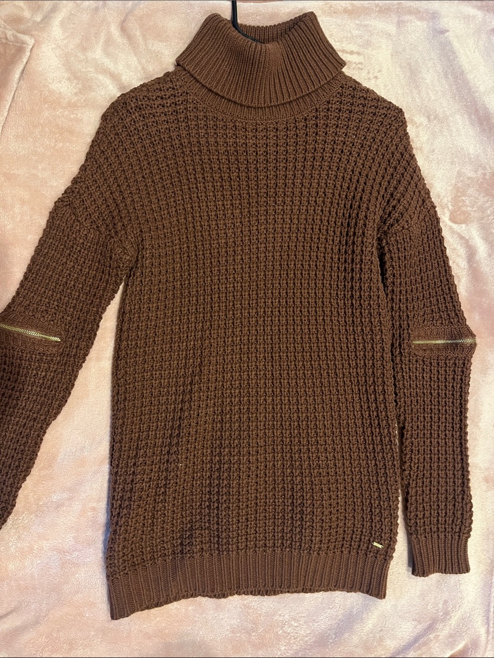 Guess Brown Turtleneck Chunky Knit Sweater